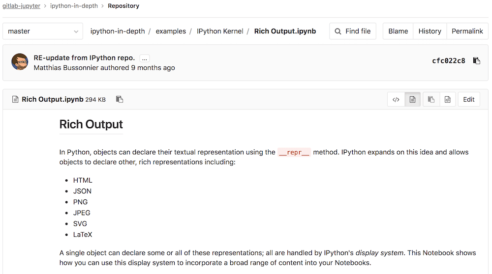 Jupyter Notebook Rich Output